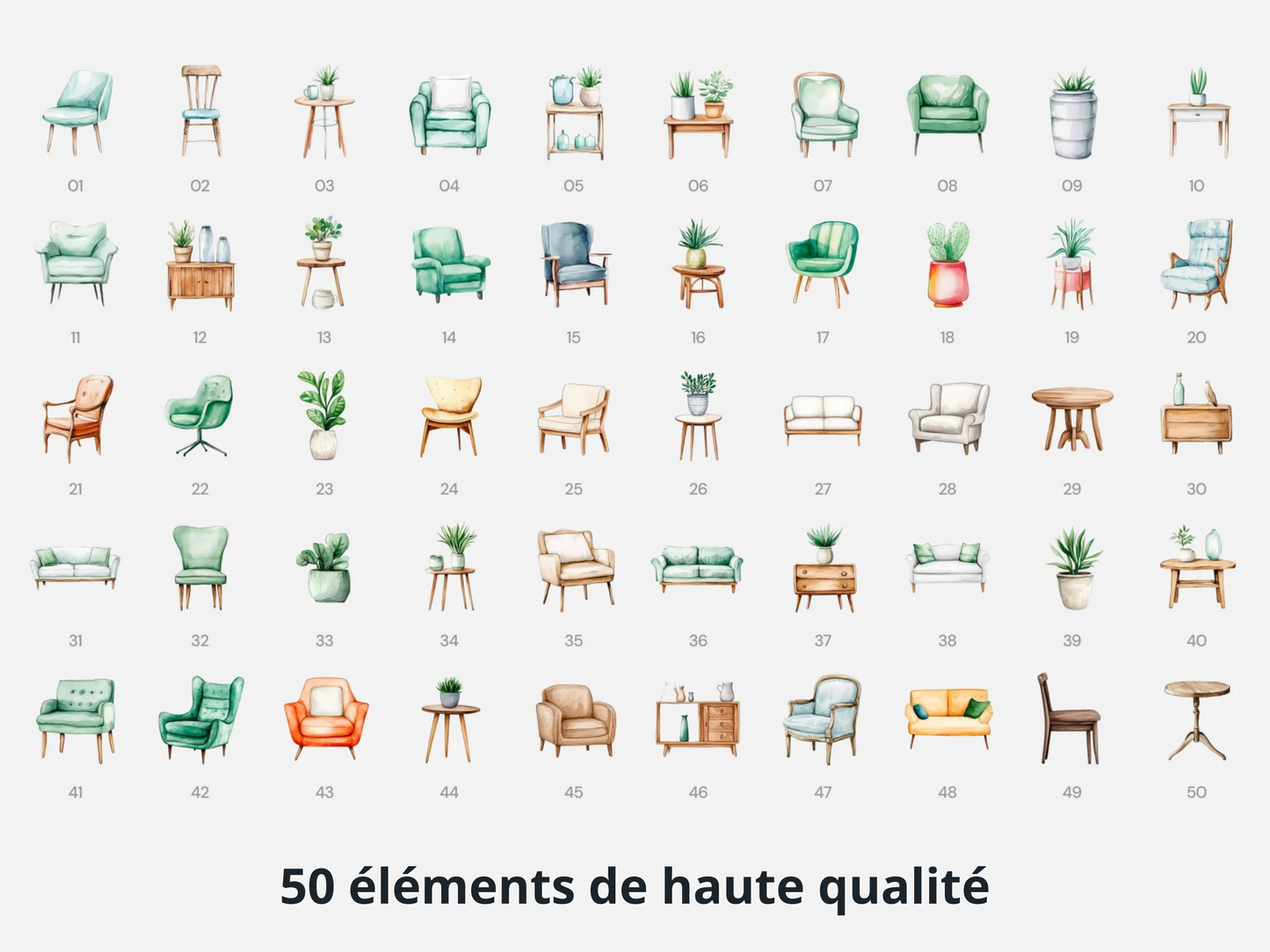 Pack complet - style aquarelle (150 éléments)