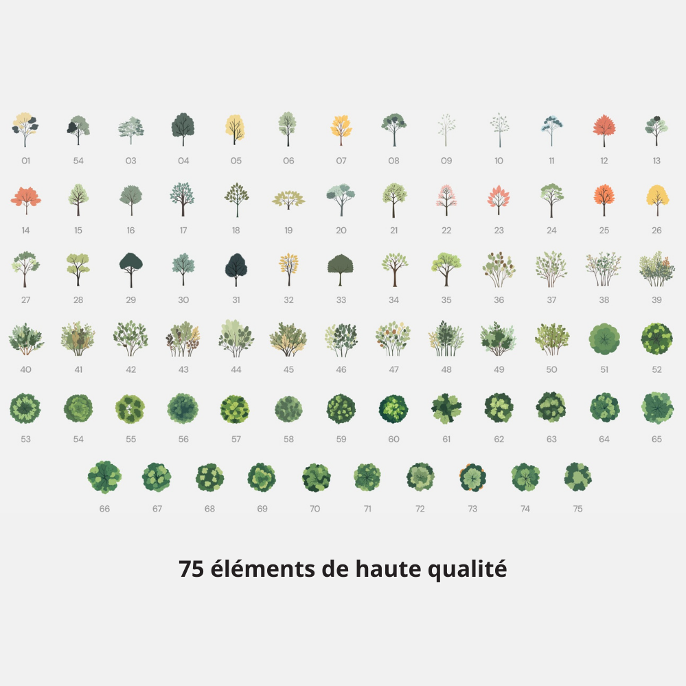 Pack d'arbres style collage