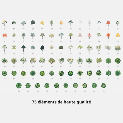 Pack d'arbres style collage