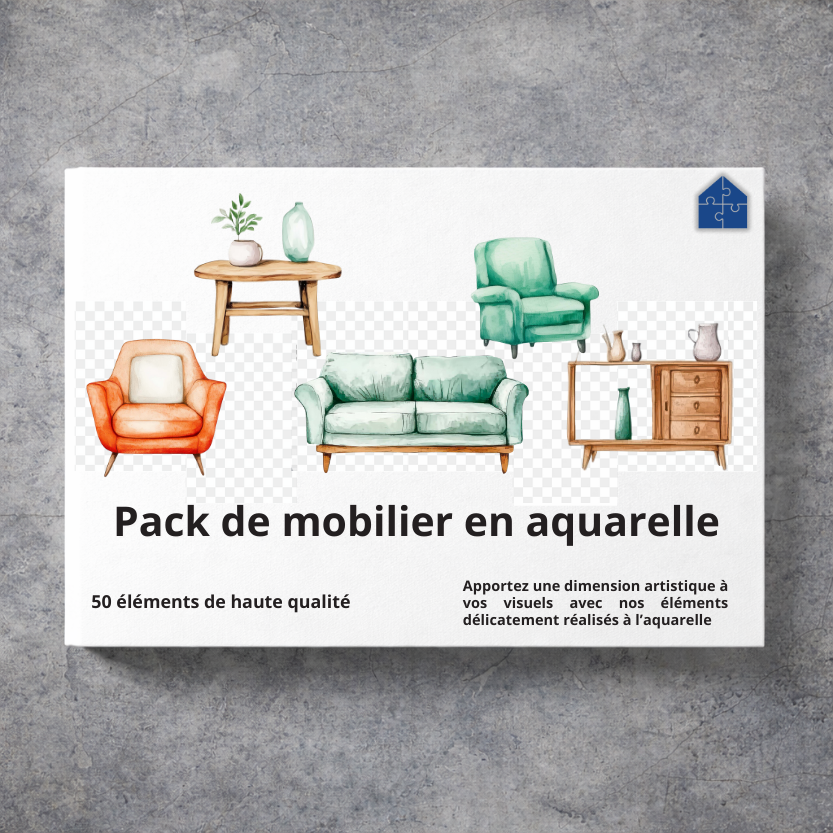Pack de mobilier en aquarelle
