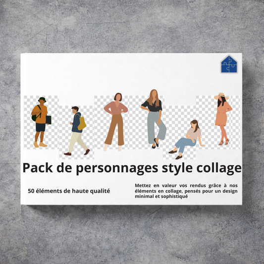 Pack de personnages style collage