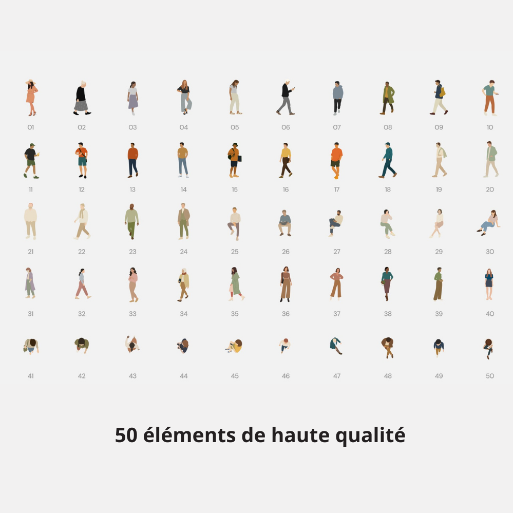 Pack de personnages style collage