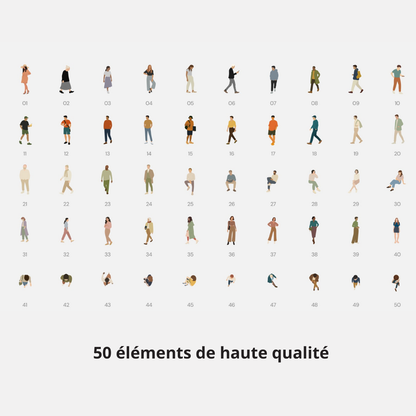 Pack de personnages style collage
