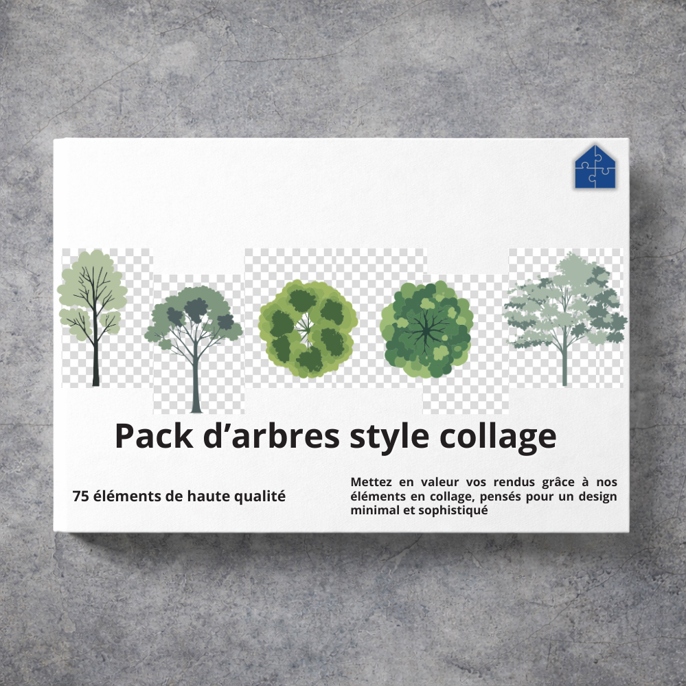 Pack d'arbres style collage