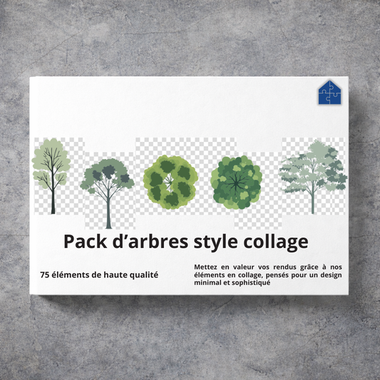 Pack d'arbres style collage